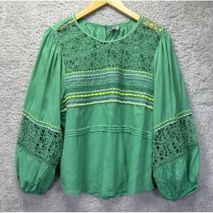 Anthropologie BL-NK London L Sunshine Peasant Top Embroidered Balloon Slv‎ Boho